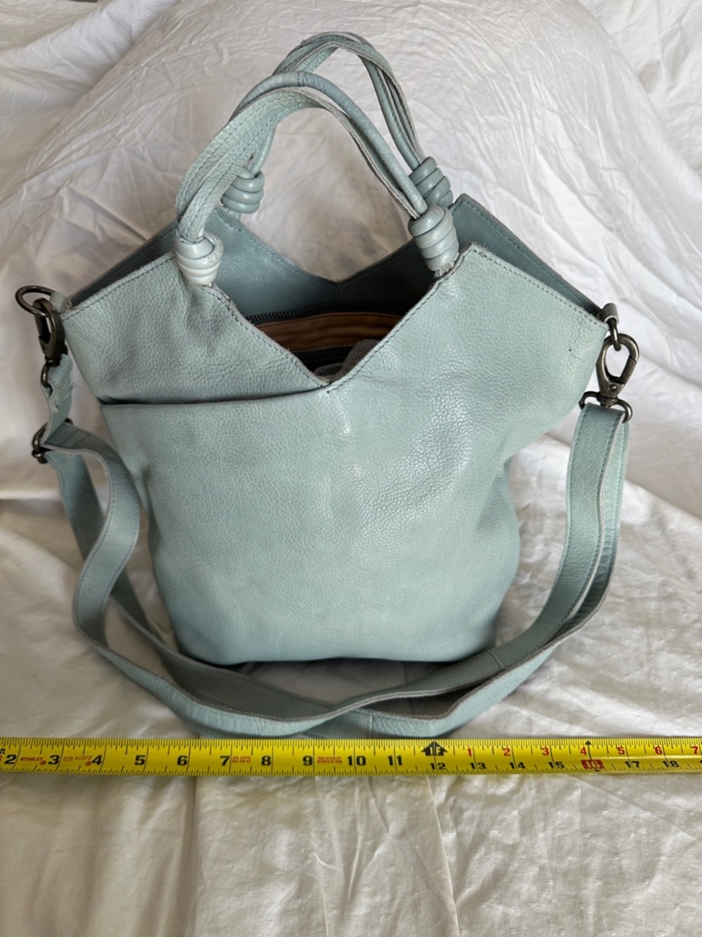 latico Light Aqua Leather Shoulder Bag with Crossbody Strap
